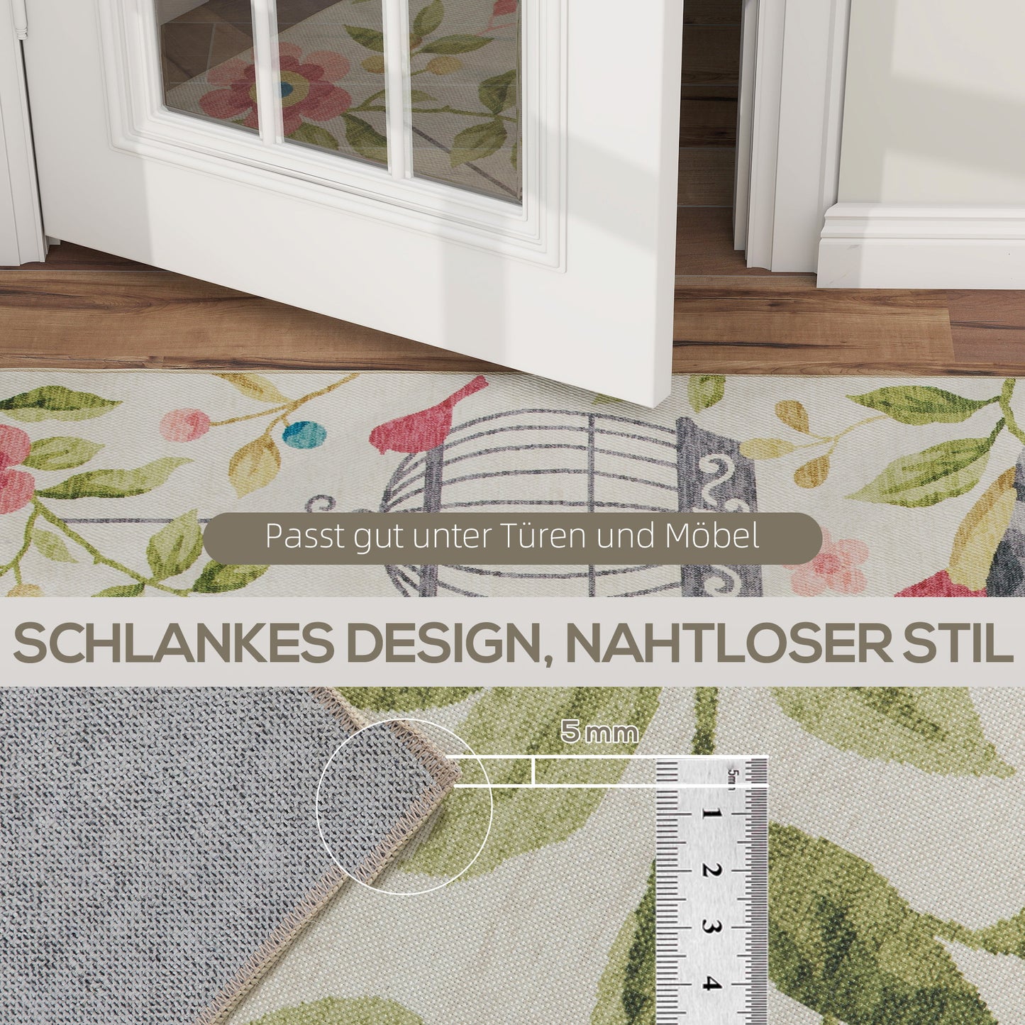 HOMCOM Landteppich, vielseitig einsetzbar, Polyester, leichte Pflege, rutschfest, Bunt