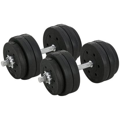 HOMCOM Kurzhantel Set 30KG Hantelset mit Hantelscheiben für Zuhause Büro Fitnessstudio Stahl Kunstleder Schwarz Krafttraining