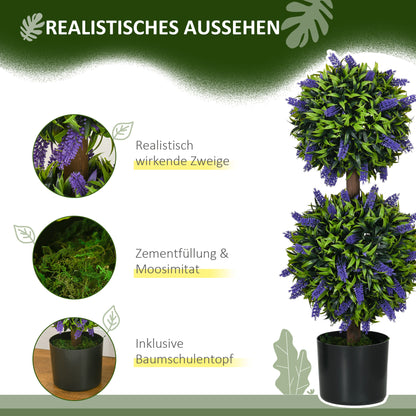 HOMCOM 2er-Set Künstliche Pflanzen, UV-beständige Kunstpflanze im Blumentopf, 70 cm Zimmerpflanze für Wohnzimmer, Garten