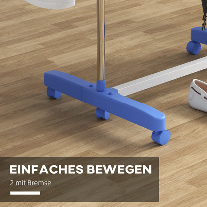 HOMCOM Wäschenständer Wäschetrockner. 4 Ebenen, klappbar, One-Klick-System, 142 cm x 55 cm x 152 cm Blau + Silber