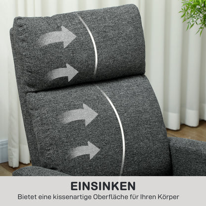 HOMCOM Relaxsessel, verstellbarer Liegesessel mit anpassbarer Beinstütze, Moderner Wohnzimmersessel mit Stoffbezug, Grau