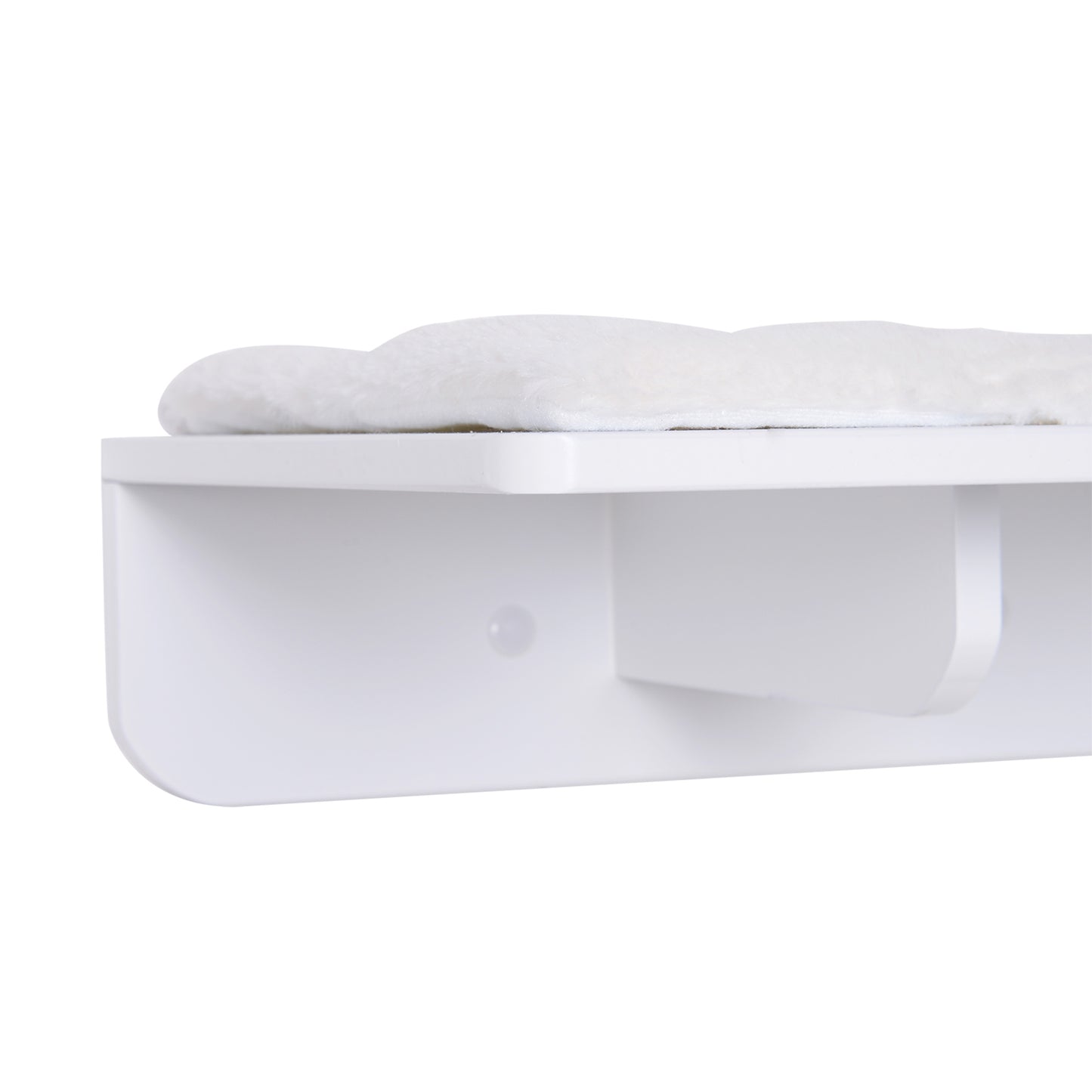 PawHut Kletterwand Katzen, Wandkratzbaum, Katzenliege mit Kratzbaum,53cm Katzenregal mit Ballspielzeug, Plüschauflage, Katzenkratzbaum, Katzensäule, Weiß