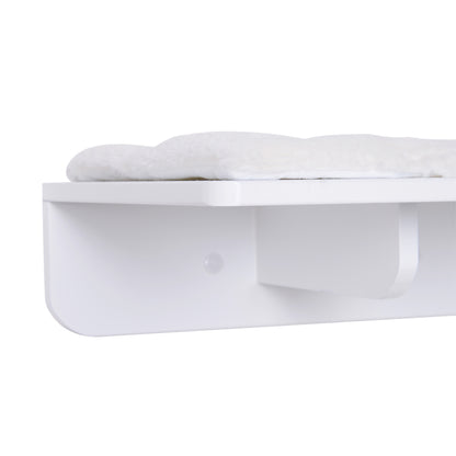 PawHut Kletterwand Katzen, Wandkratzbaum, Katzenliege mit Kratzbaum,53cm Katzenregal mit Ballspielzeug, Plüschauflage, Katzenkratzbaum, Katzensäule, Weiß