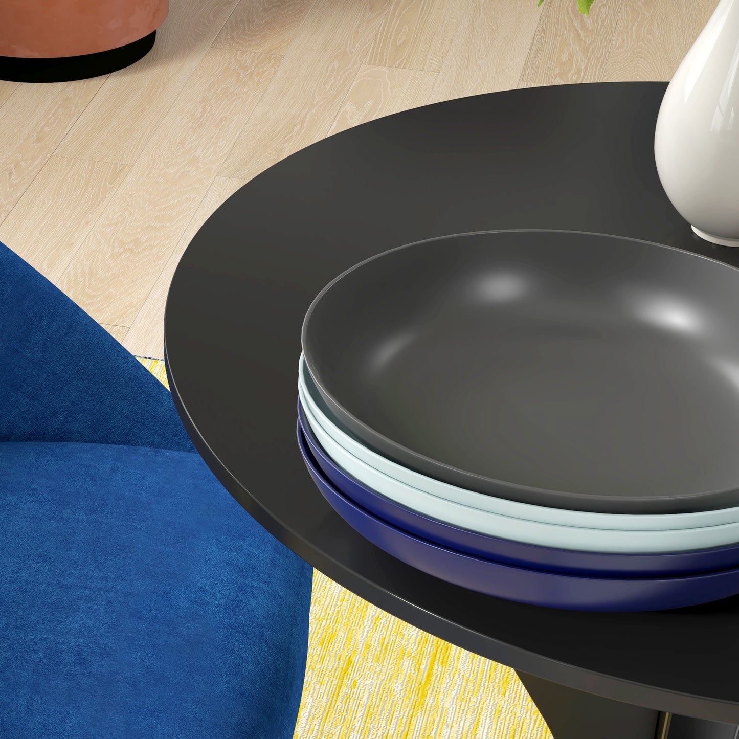 HOMCOM Esstisch Küchentisch Runder Tisch, Modernes Design, 78 cm x 78 cm x 75 cm, Schwarz