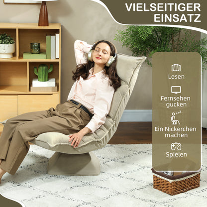 HOMCOM Bodensessel mit 5-fach verstellbarer Rückenlehne, drehbar, moderner Polsterstuhl, Beige