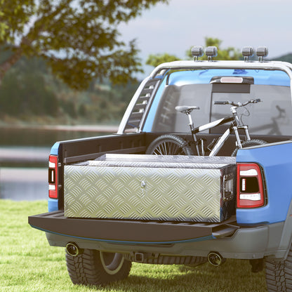 HOMCOM Gerätekasten, Werkzeugkiste, mit Schloss, zwei Tragegriffe, Aluminium, 76 x 33 x 25 cm