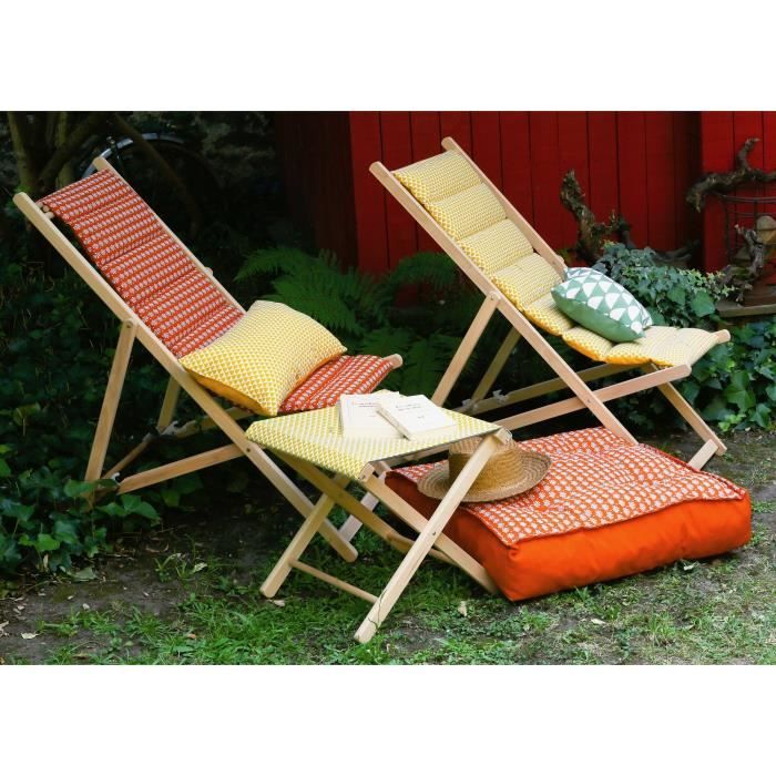 PRIVATE GARDEN Quilted deckchair Helsinki pottery - Removable canvas