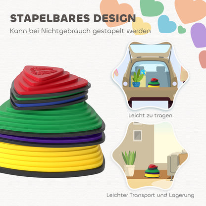 AIYAPLAY 6er-Set Trittsteine, rutschfestes Design, für drinnen & draußen, stapelbar, Bunt