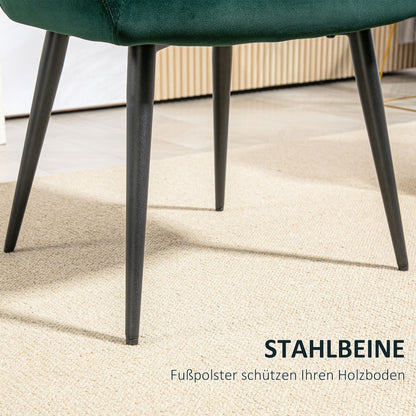 HOMCOM Polsterstuhl, Akzentstuhl, dekorative Steppung, Samtoptik, bis 120 kg, Dunkelgrün