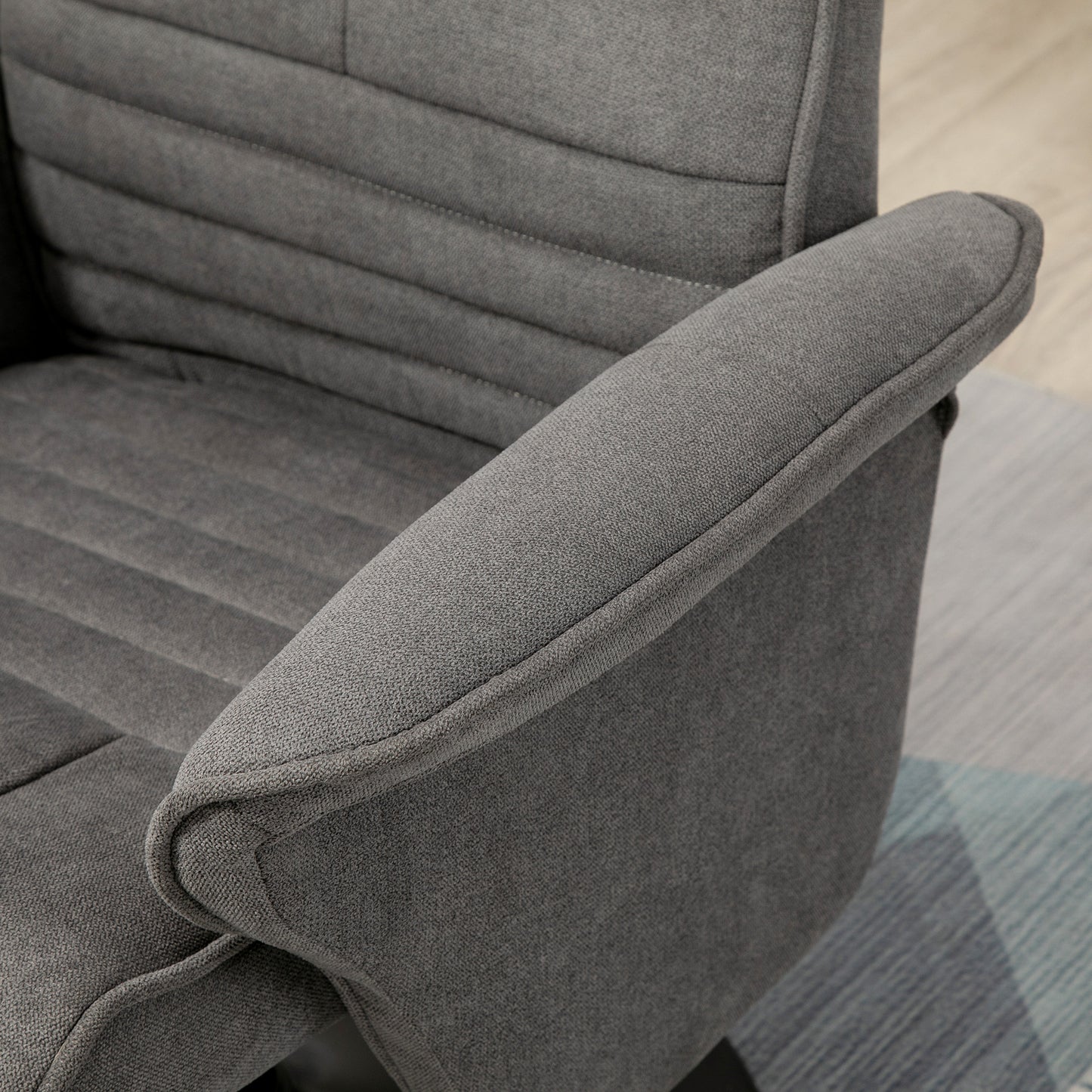 HOMCOM Relaxsessel mit Fußhocker, verstellbare Rückenlehne, 69 cm x 71 cm x 104 cm, Dunkelgrau + Schwarz