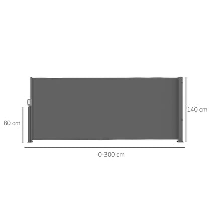Outsunny Seitenmarkise ausziehbar blickdicht Sichtschutz mit Wandhalterung Beschichtung 300x140cm Dunkelgrau