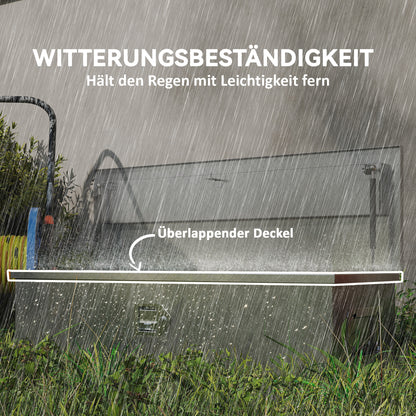 HOMCOM Stabile Aufbewahrungskiste aus Aluminium mit Seitengriffen, Schloss und Schlüsseln, Werkzeugkasten, 99 x 33 x 25,5 cm