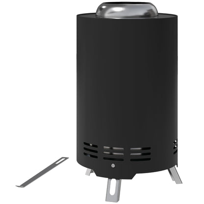 Outsunny Feuerschale Ø16x25cm aus Edelstahl Feuerstelle mit Schürhaken Rauchfreie Feuerschalen Schwarz