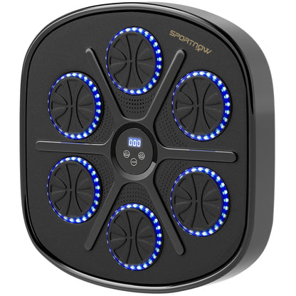 SPORTNOW Musik-Boxmaschine, Rhythmisches Boxgerät, 9 Modi, Bluetooth, LED-Lichter, mit Boxhandschuhen, Schwarz