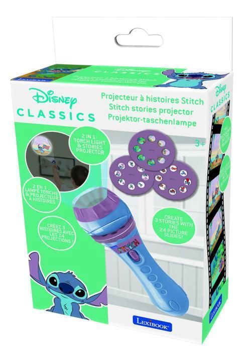LEXIBOOK - 2 in 1 story projector and Disney Stitch flashlight (3 discs - 24 images included) - Blue - LTC050D