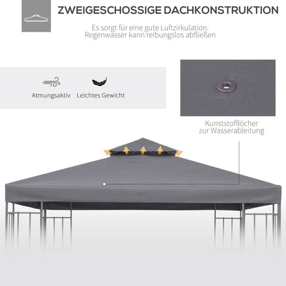 Outsunny Ersatzdach für Pavillon 3x3m wasserabweisend Pavillondach für Metallpavillon Pavillon Ersatzdach Gartenpavillon Partyzelt Gartenzelt Polyester Dunkelgrau