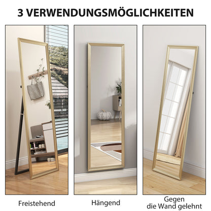 HOMCOM Ganzkörperspiegel, flexibel platzierbar, 160 x 50 cm, Goldton