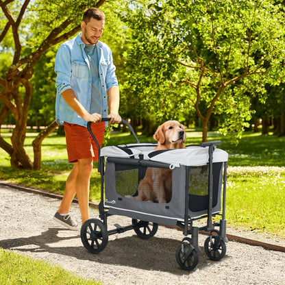 PawHut Hundewagen Hundebuggy klappbar für Hunde & Katzen bis 30 kg 110 x 65 x 102 cm Dunkelgrau