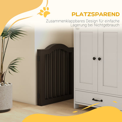 PawHut Hunde-Absperrgitter, 3 Paneele, klappbar, Massivholz und MDF, 154,5 x 29,5 x 61 cm, Kaffee