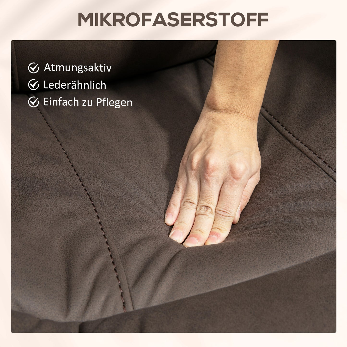 HOMCOM Polstersessel mit Fußstütze, Entspannungssessel zum Zurücklehnen, Mikrofaserbezug in Lederoptik, Metallstruktur, Braun