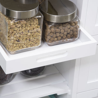 HOMCOM Küchenwagen im Landhausstil Kücheninsel Küchentrolley mit 3 Schubladen, Weiß