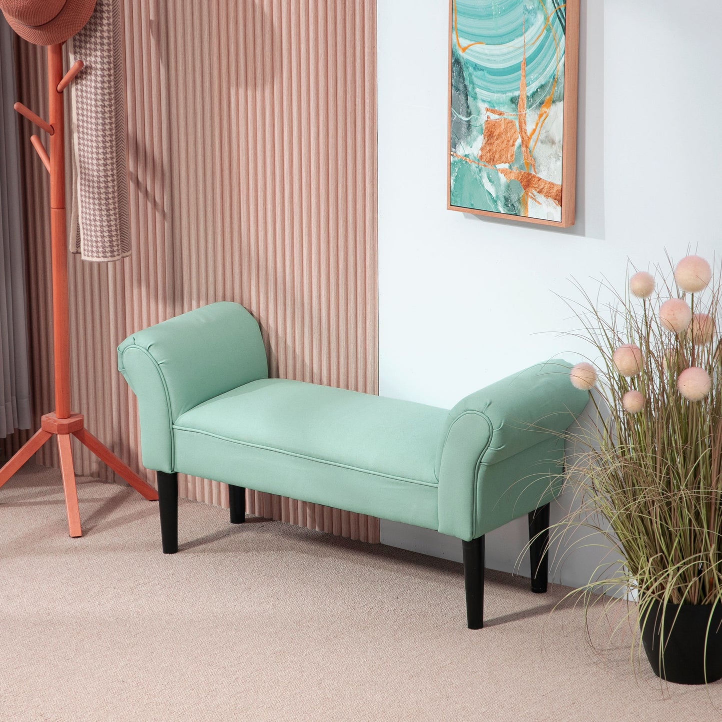 HOMCOM Gepolsterte Sitzbank für Schlafzimmer und Flur, bis 130 kg belastbar, 102 x 36 x 51 cm, Grün