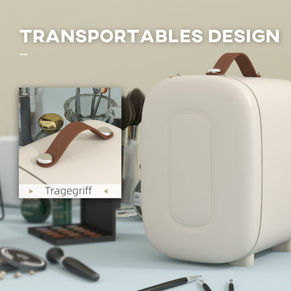 HOMCOM Mini Kühlschrank Kühlschrank Beauty Fridge, 4 L Fassungsvermögen, 20,3 x 26,3 x 28 cm, Cremeweiß