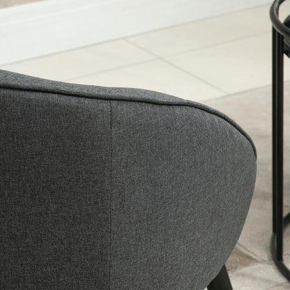 HOMCOM Loungesessel Cocktailsessel bis 150 kg, Leinen-Optik Holz Grau 71 x 65 x 75 cm