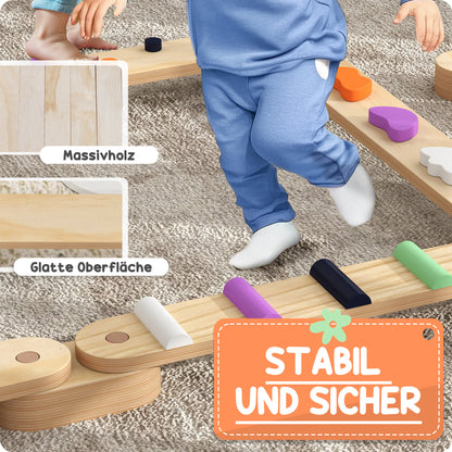 AIYAPLAY Balancebalken-Kinderset aus Holz, für Kinder von 3-8 Jahren, zweiseitige Balancebretter für spielerische Koordination