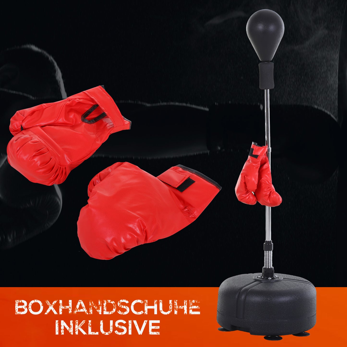 HOMCOM Punchingball Set Standbox Training Set 136-154 cm höhenverstellbar mit 1 paar Handschuhe Geeignet für Profis und Anfänger Schwarz
