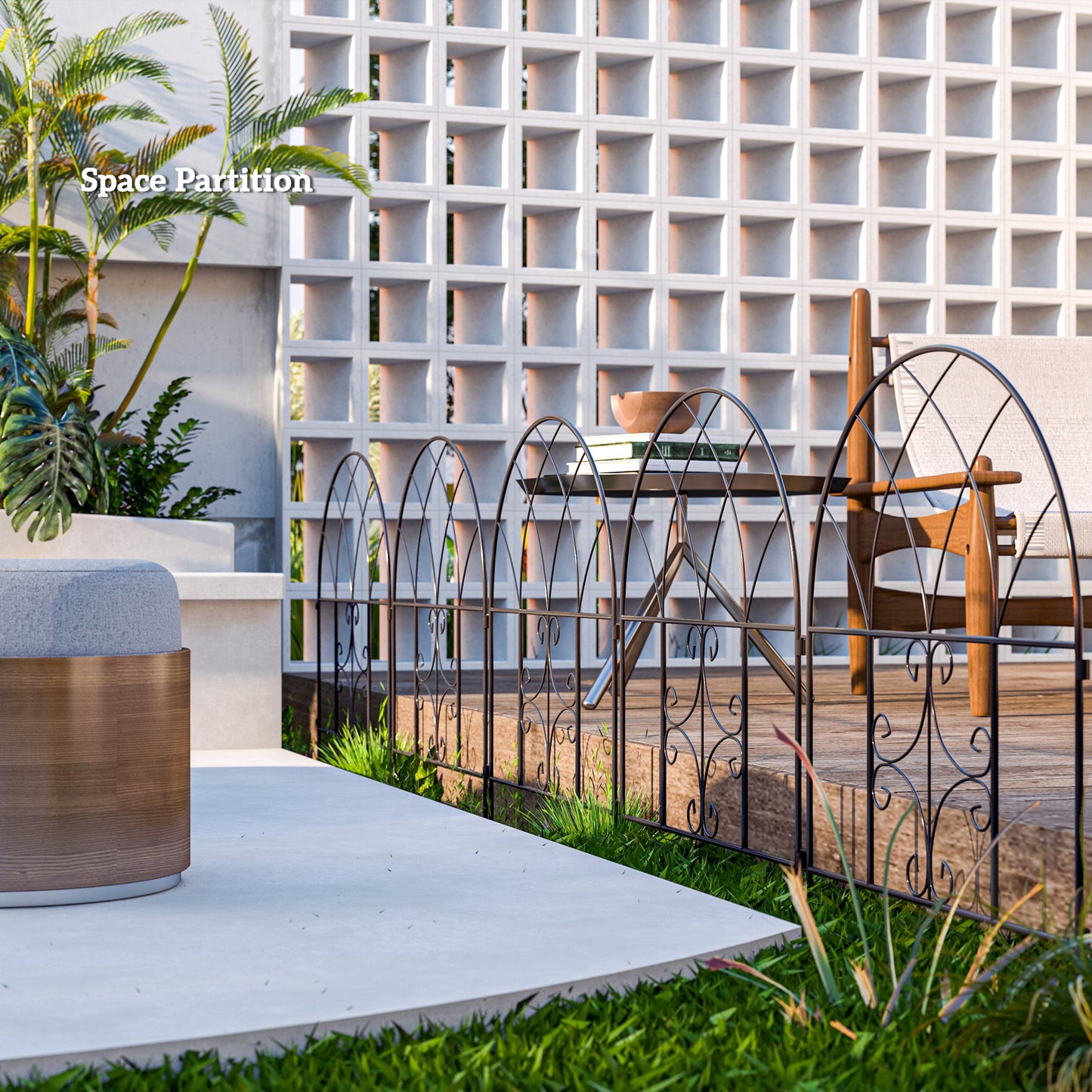 Outsunny Gartenzaun Zaun Stahl 300 cm x 70 cm hoch Dekorativer Gitterzaun Set Zaunelemente Schwarz