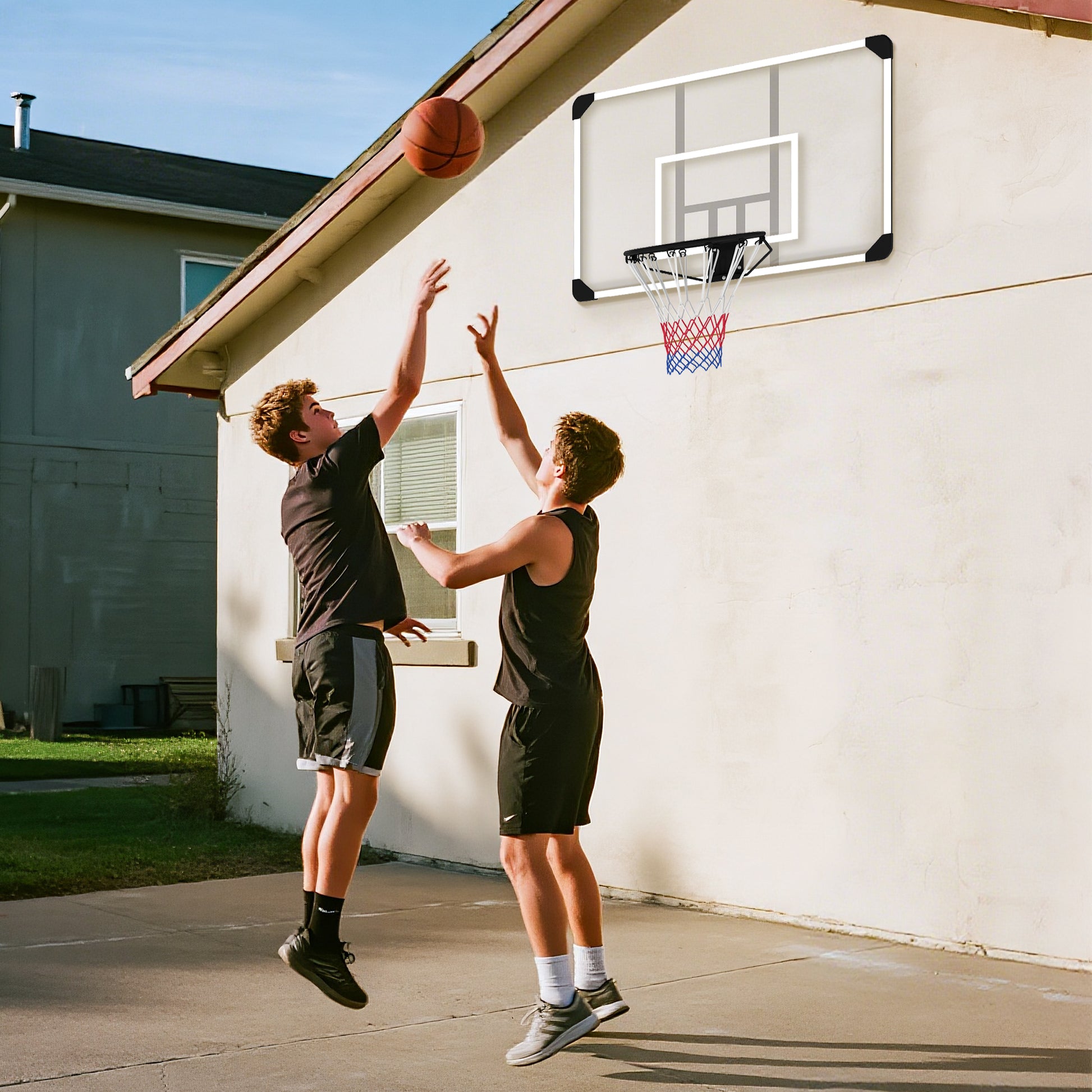 SPORTNOW Basketballkorb, bruchsichere Rückwand, höhenverstellbar, Indoor & Outdoor, Stahlrahmen, Schwarz