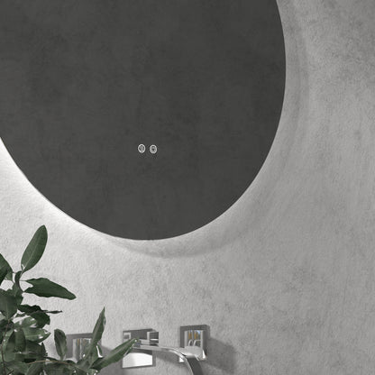 kleankin Badezimmerspiegel, LED, Farbwechsel, Antibeschlag, Touch-Schalter, IP44, Ø 60 cm, Weiß