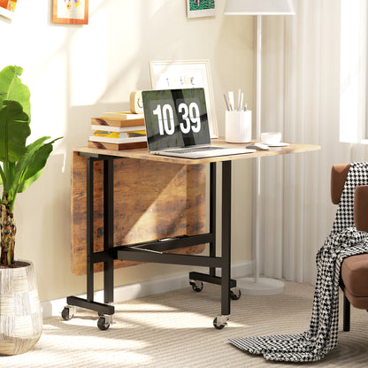 HOMCOM Klappbarer Esstisch, für bis zu 6 Personen geeignet, mit 6 Rollen und Bremsen, für kleine Räume, Braun