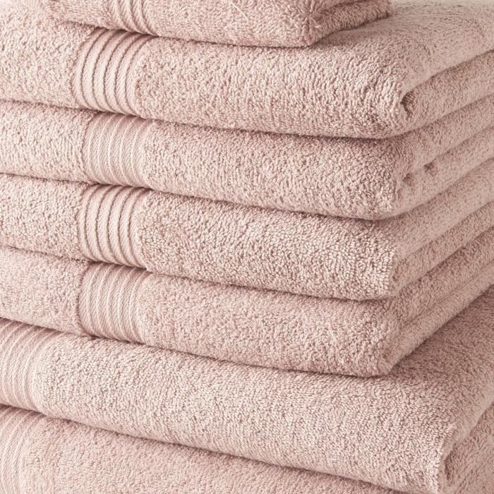 Set of 4 TODAY bath towels 30x50 + 4 bath towels 50x90 + 2 bath sheets 70x130 cm 100% Cotton - Sand rose