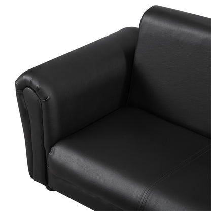 HOMCOM Kindersessel mit Fußhocker, Kindercouch mit Hocker, Kindersofa, Sofa Sessel, Schwarz, 83 x 42 x 41 cm