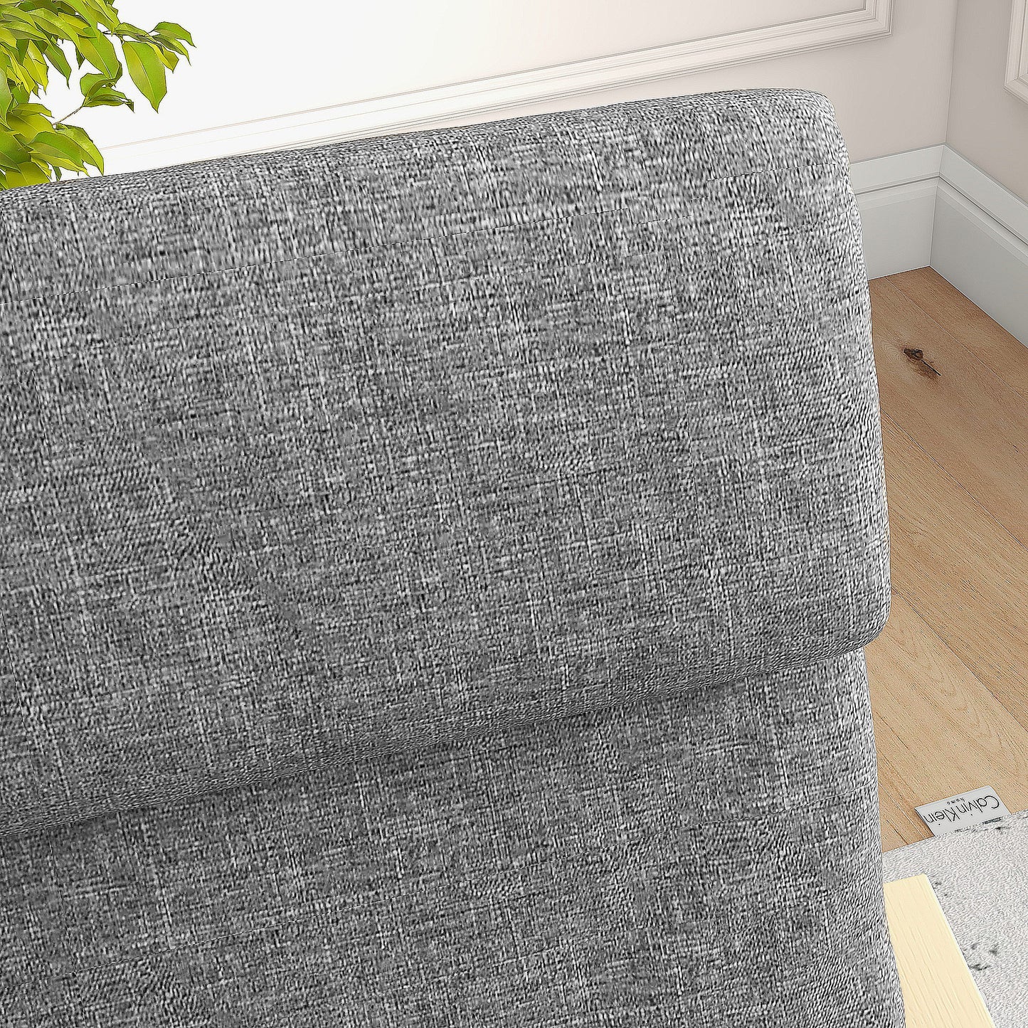 HOMCOM Sessel mit Kopfstütze und Armlehnen, Bezug in Leinenoptik, Holzgestell, Grau + Natur