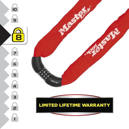 MASTER LOCK Bicycle Chain Lock [Combination] [90 cm Chain] [Red] 8392EURDPROCOLR