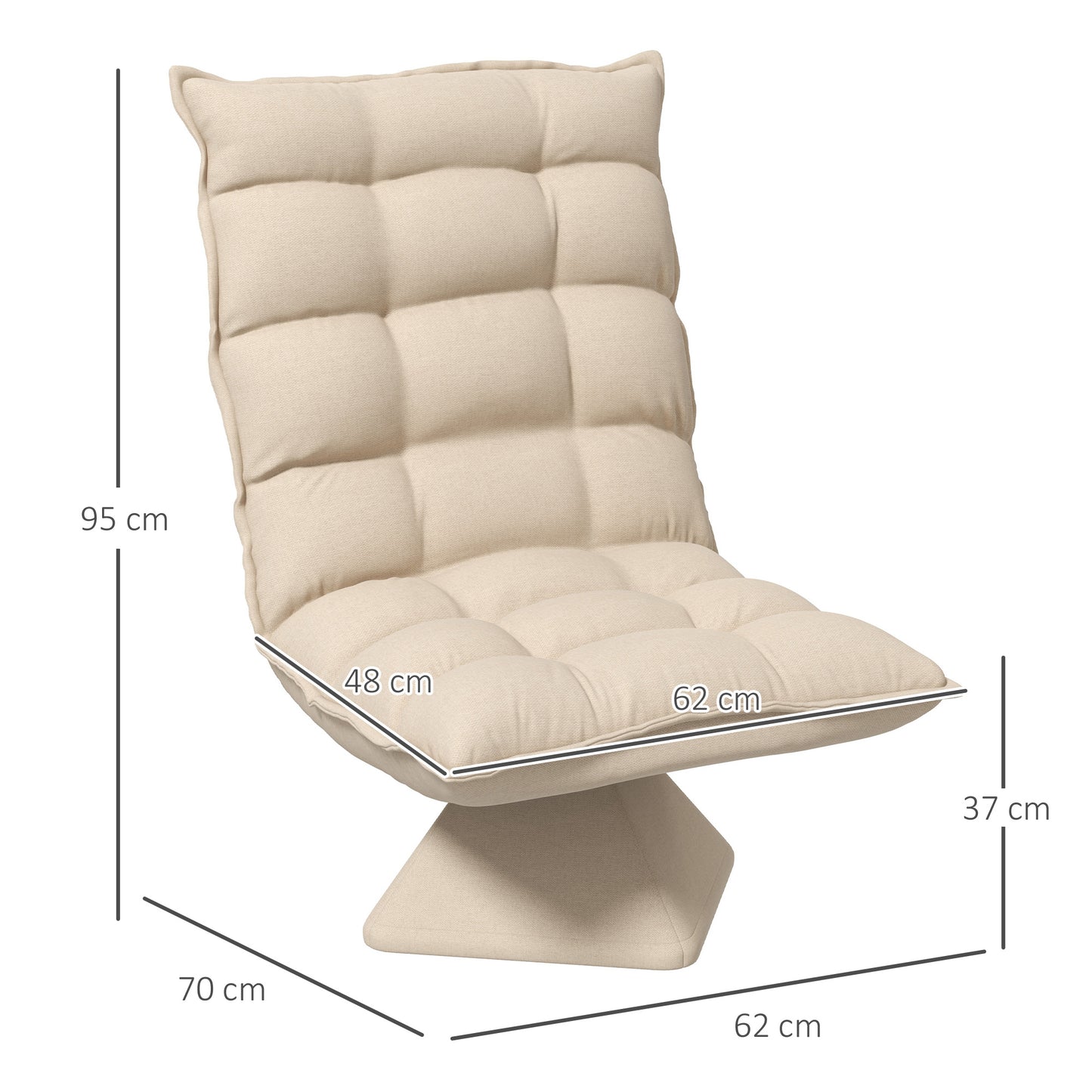 HOMCOM Relaxsessel Lesesessel, drehbar, Leinenoptik, 62 cm x 70 cm x 95 cm, Beige