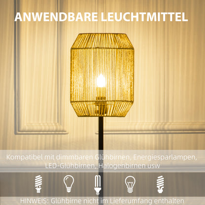 HOMCOM 2-teiliges Leuchten-Set. 1 Stehleuchte, 1 Tischleuchte, 38 cm x 38 cm x 158 cm, Natur + Schwarz