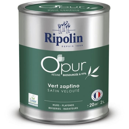 O'PUR paint for walls, woodwork & radiators - RIPOLIN - 472187 - Zapfino green - Velvety satin - 2 L