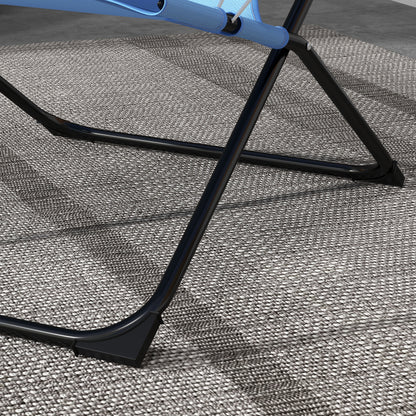 Outsunny Klappstuhl, 4-stufig verstellbar, atmungsaktiv, Metallgestell, 69 x 91 x 96 cm, Schwarz/Blau