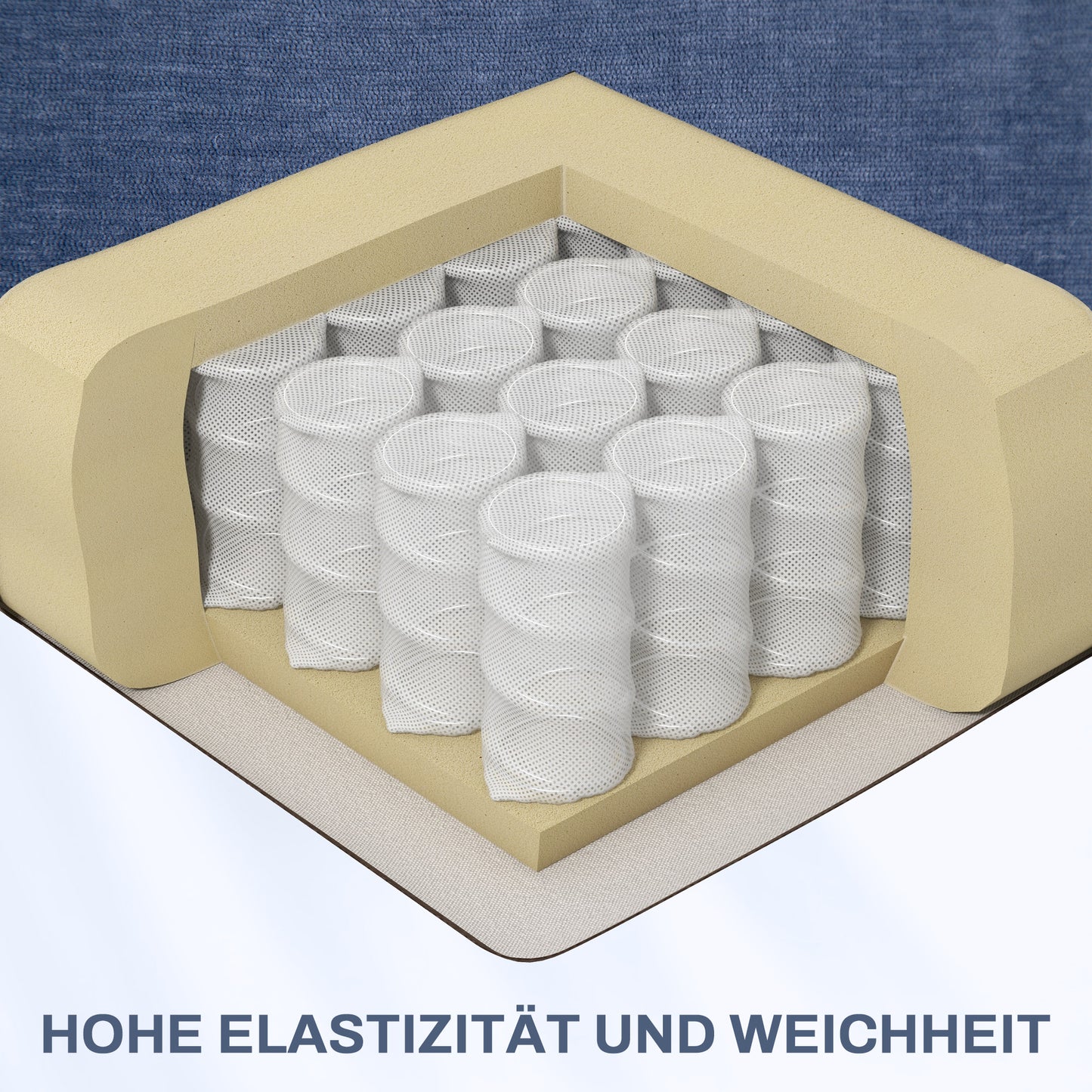 HOMCOM Massagesessel mit Wärme- & Liegefunktion, drehbar, bis 150 kg, Metallgestell, 98x90x98cm, Blau