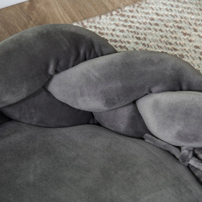 PawHut Haustierbett inkl. Kissen, Katzenbett, Hundekorb, tvättstång, 55 cm x 55 cm x 14 cm, Grau