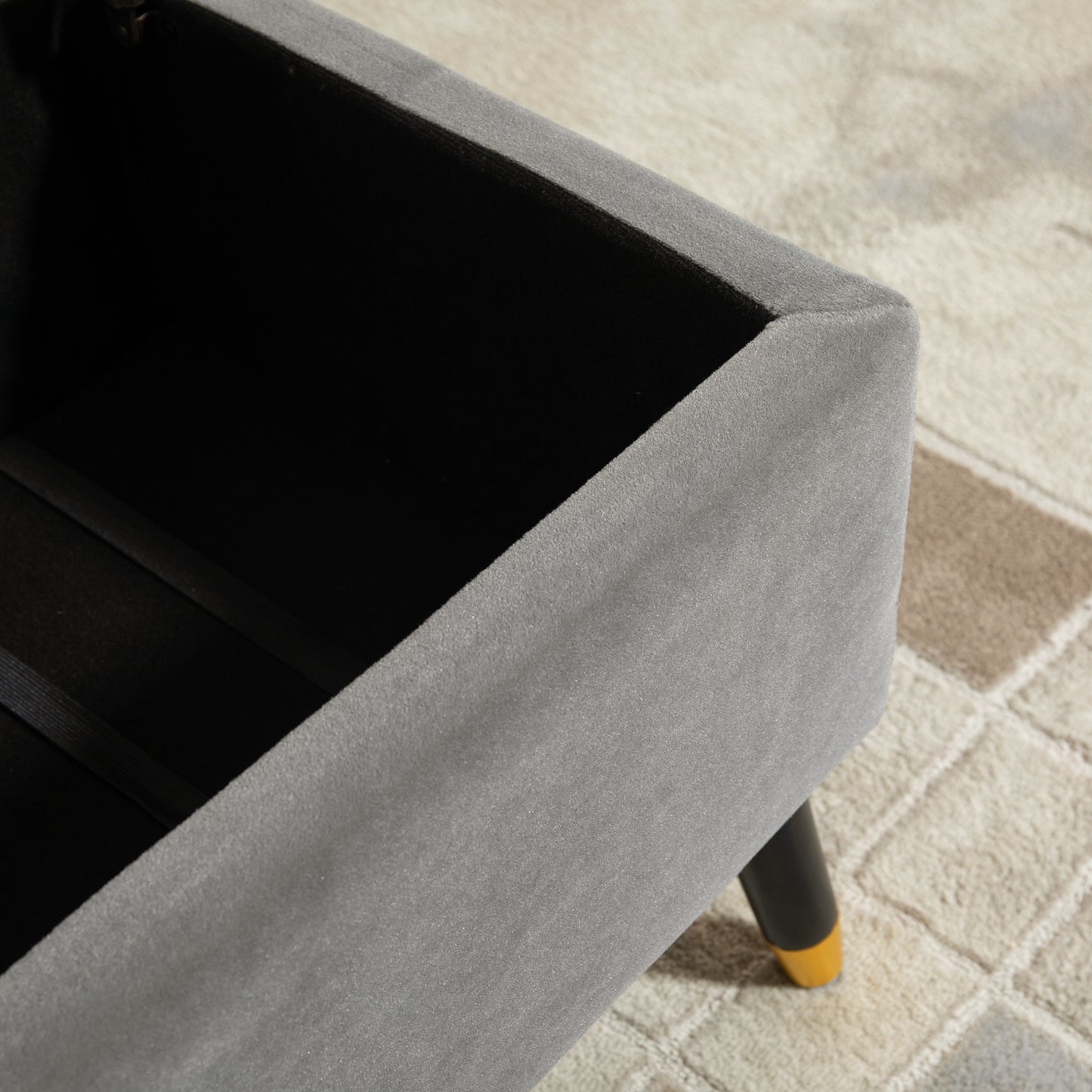 HOMCOM Sitzbank, Polsterbank mit Stauraum, Truhenbank, Metall, Schaumstoff, Kautschukholz, Kohlegrau, 110 x 43 x 45 cm