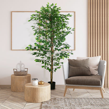 HOMCOM Künstlicher Ficus-Baum, realistisch, pflegeleicht, inkl. Topf, 180 cm hoch, Grün