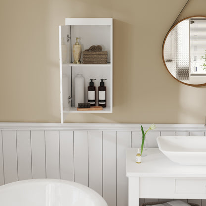 HOMCOM Zweistufiger Badezimmerschrank, Badkommode, wandmontiert, Spanplatte, MDF, Weiß