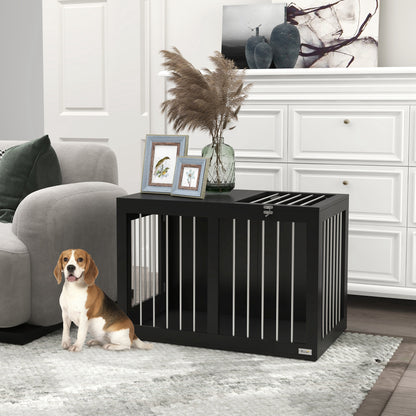 PawHut Hundekäfig Hundebox Hundetransportbox, 2 Türen, verriegelbar, Stahlgitter, 80 cm x 50 cm x 56,5 cm, Schwarz